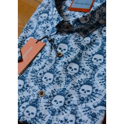 Camisa Calaveras Azul M/C - Darío Beltrán