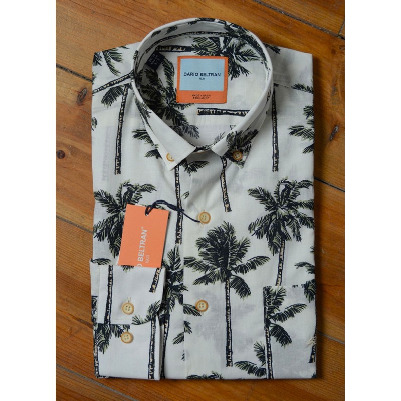 Camisa Palmeras Beige - Darío Beltrán